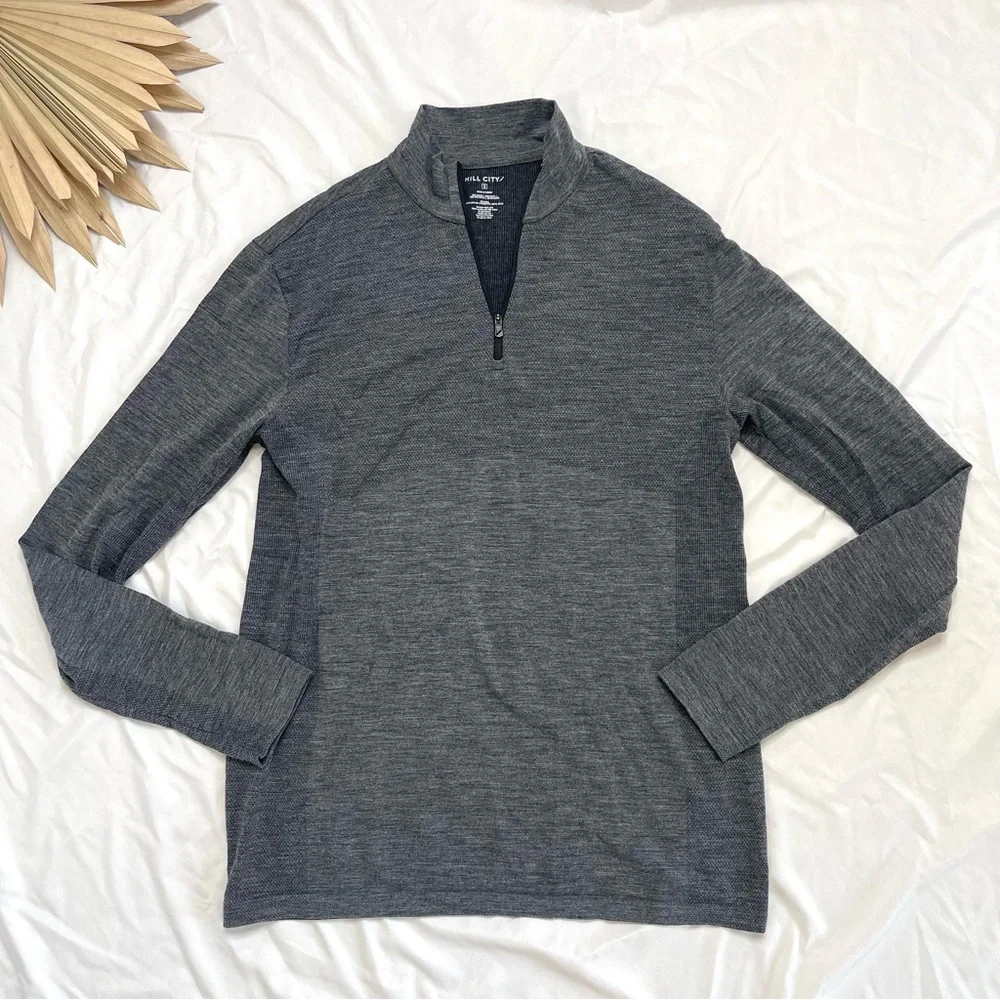 Hill City Seamless Grey 1/2 or 1/4 Zip Pullover Mock Neck Long Sleeve Pullover